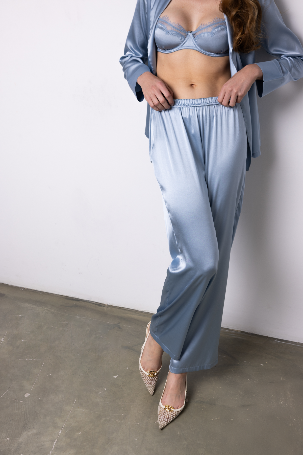 Victoria İpek Pijama Pantolon Bebek Mavisi