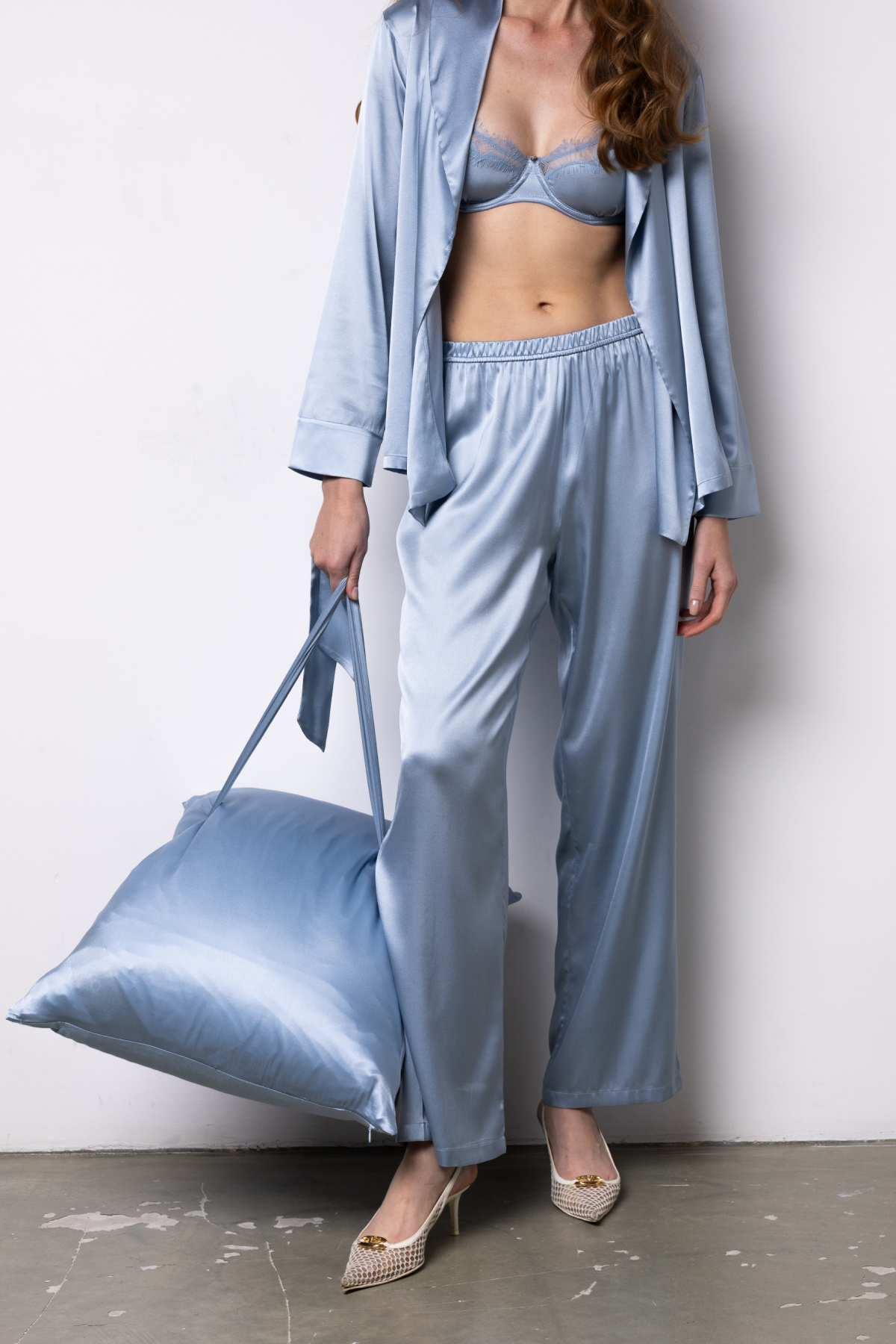Victoria İpek Pijama Pantolon Bebek Mavisi