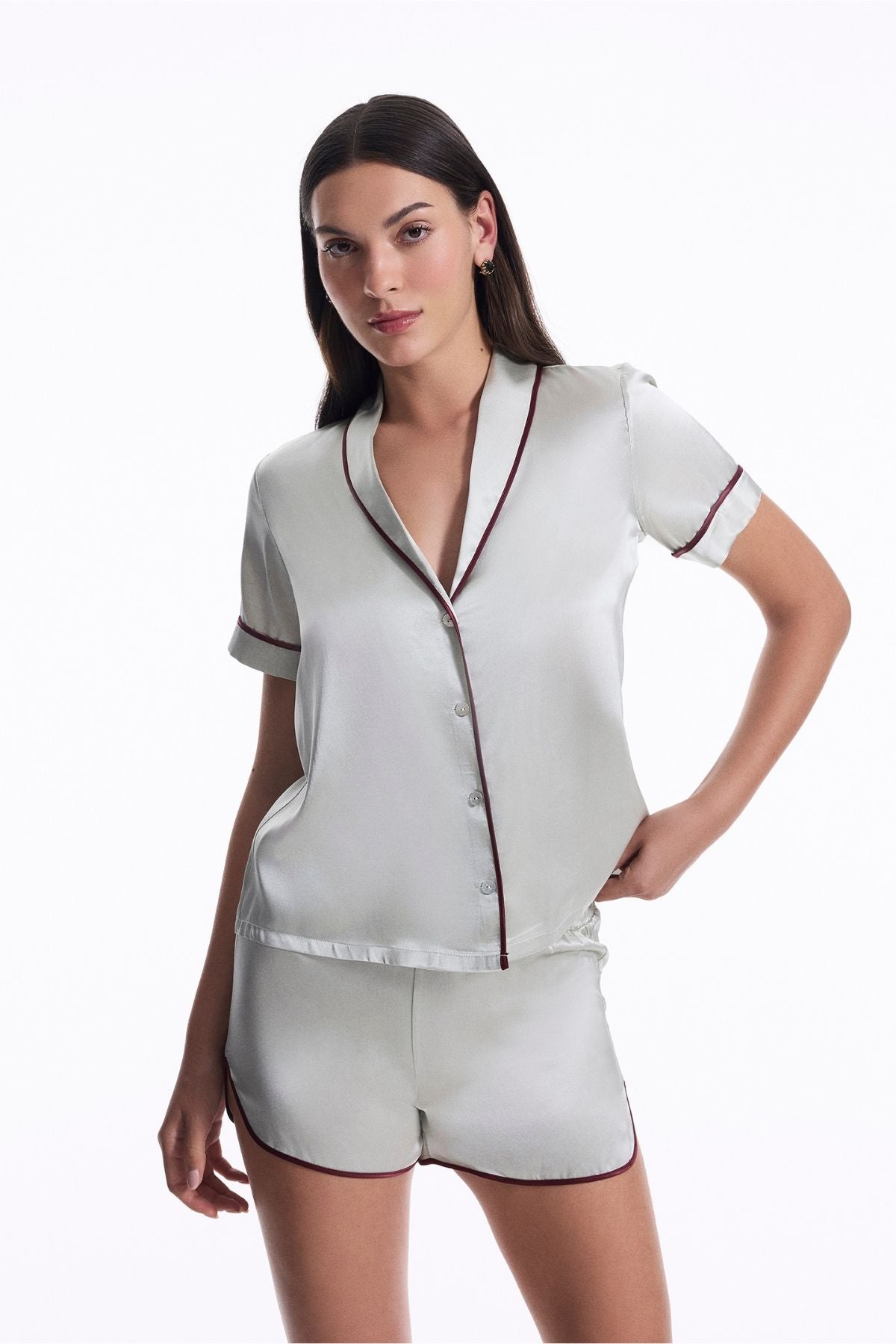 İpek Şort Pijama Takım Mint Yeşil