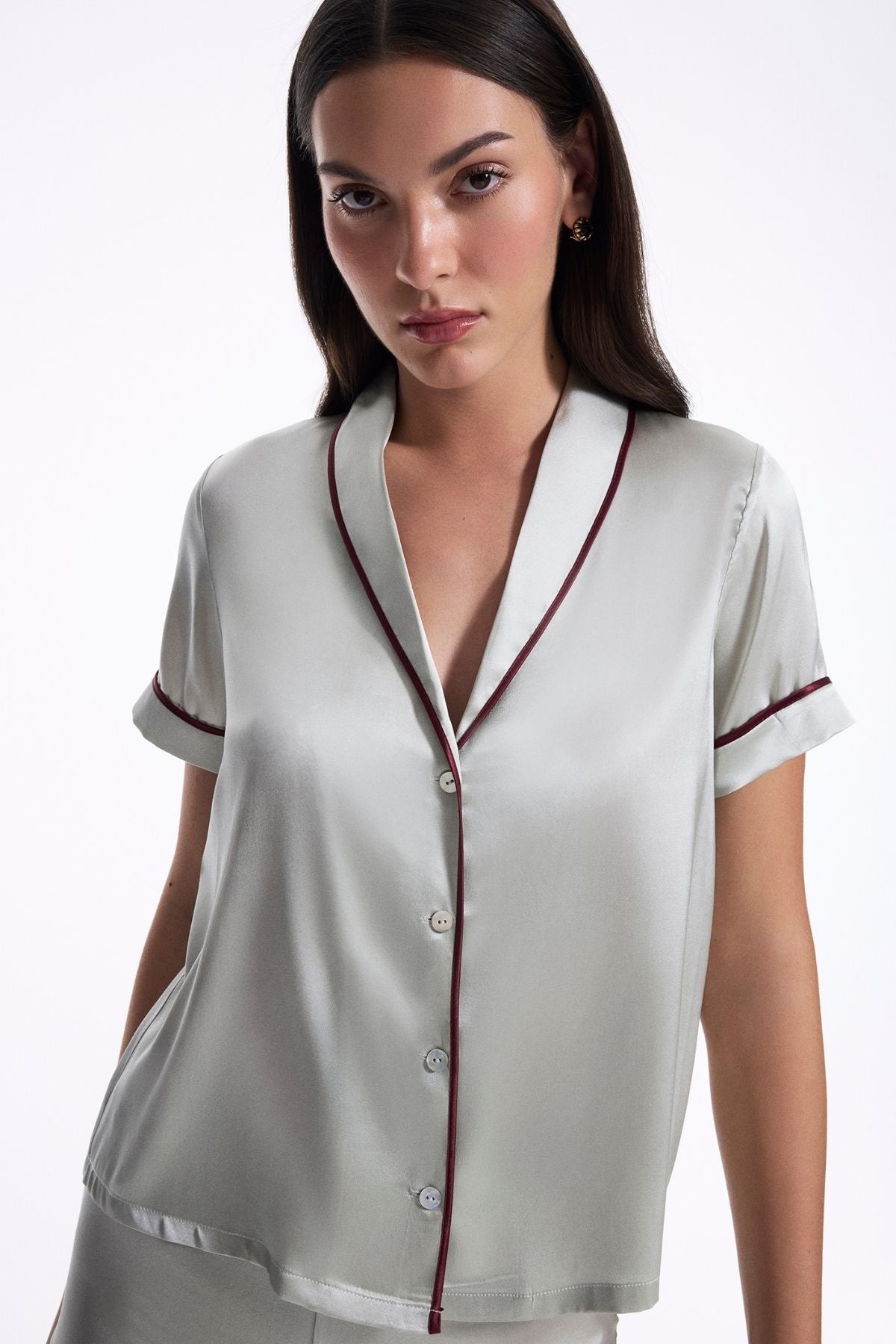 İpek Şort Pijama Takım Mint Yeşil