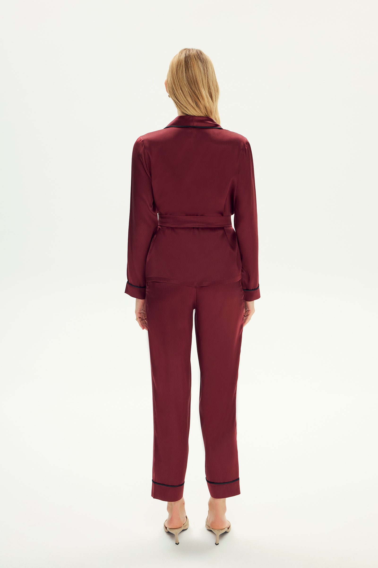 Elyse Silk Pajama Set Claret Red