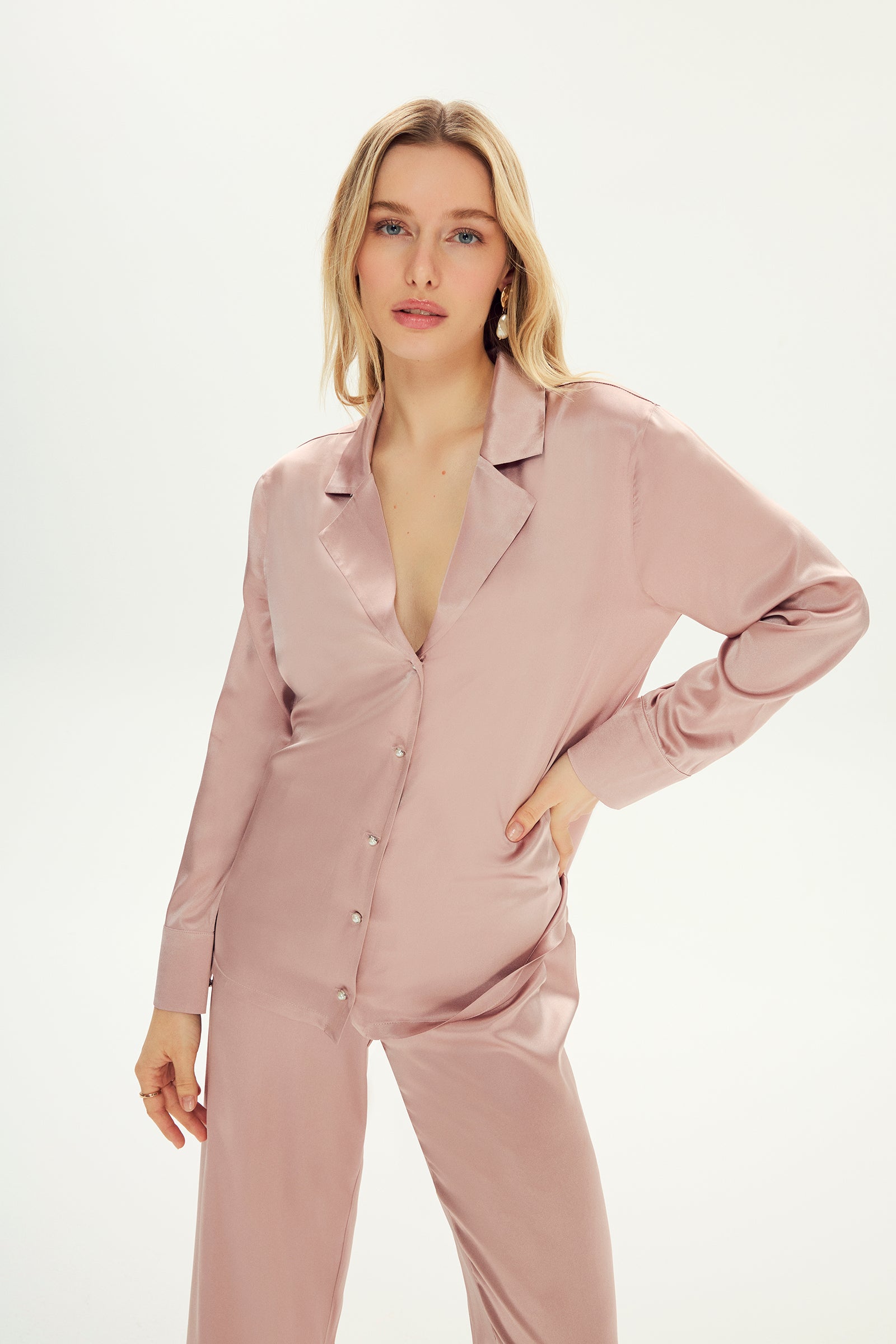 Silk Juliette Pajama Set Soft Pink
