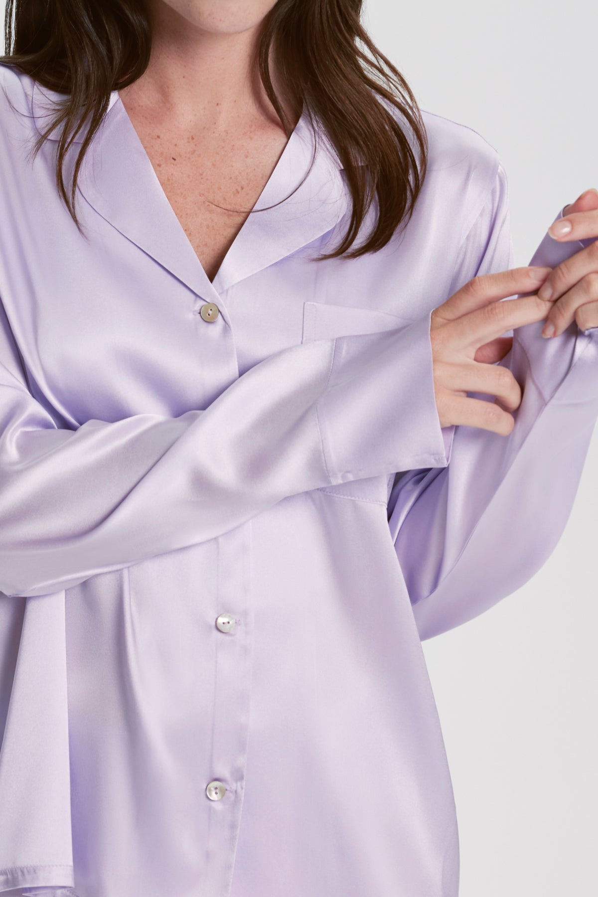 Kişiselleştirilebilir İpek Florence Pijama Takımı Lila