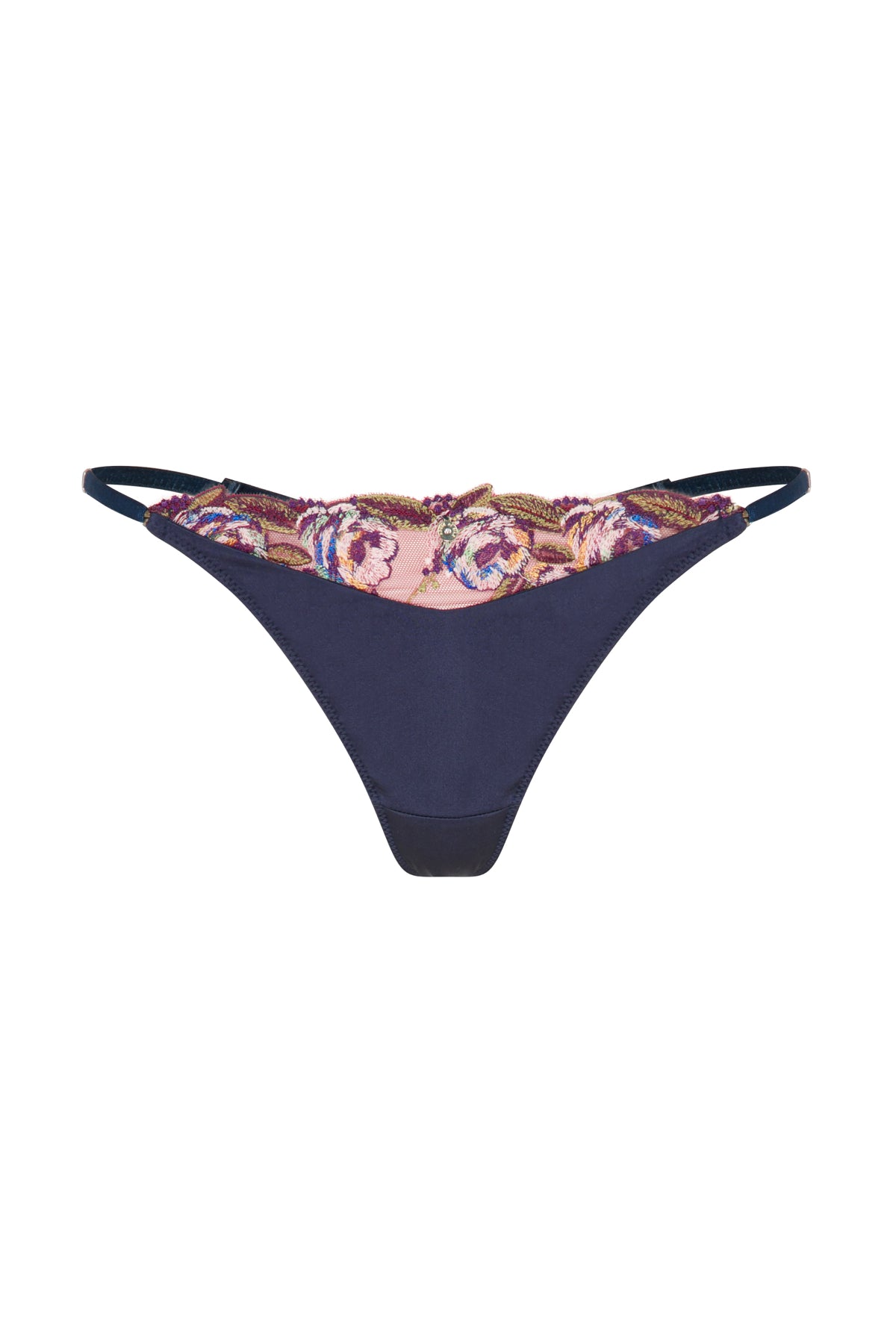 Silk Marien Navy Blue Lace Thong 