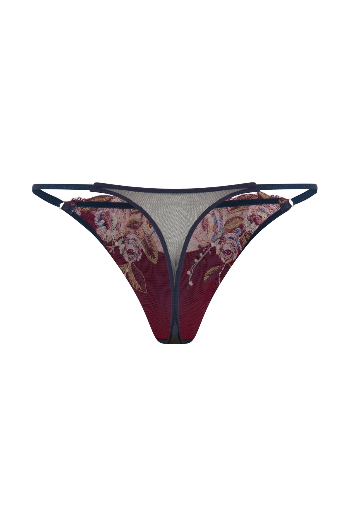 Silk Marien Navy Blue Lace Thong 