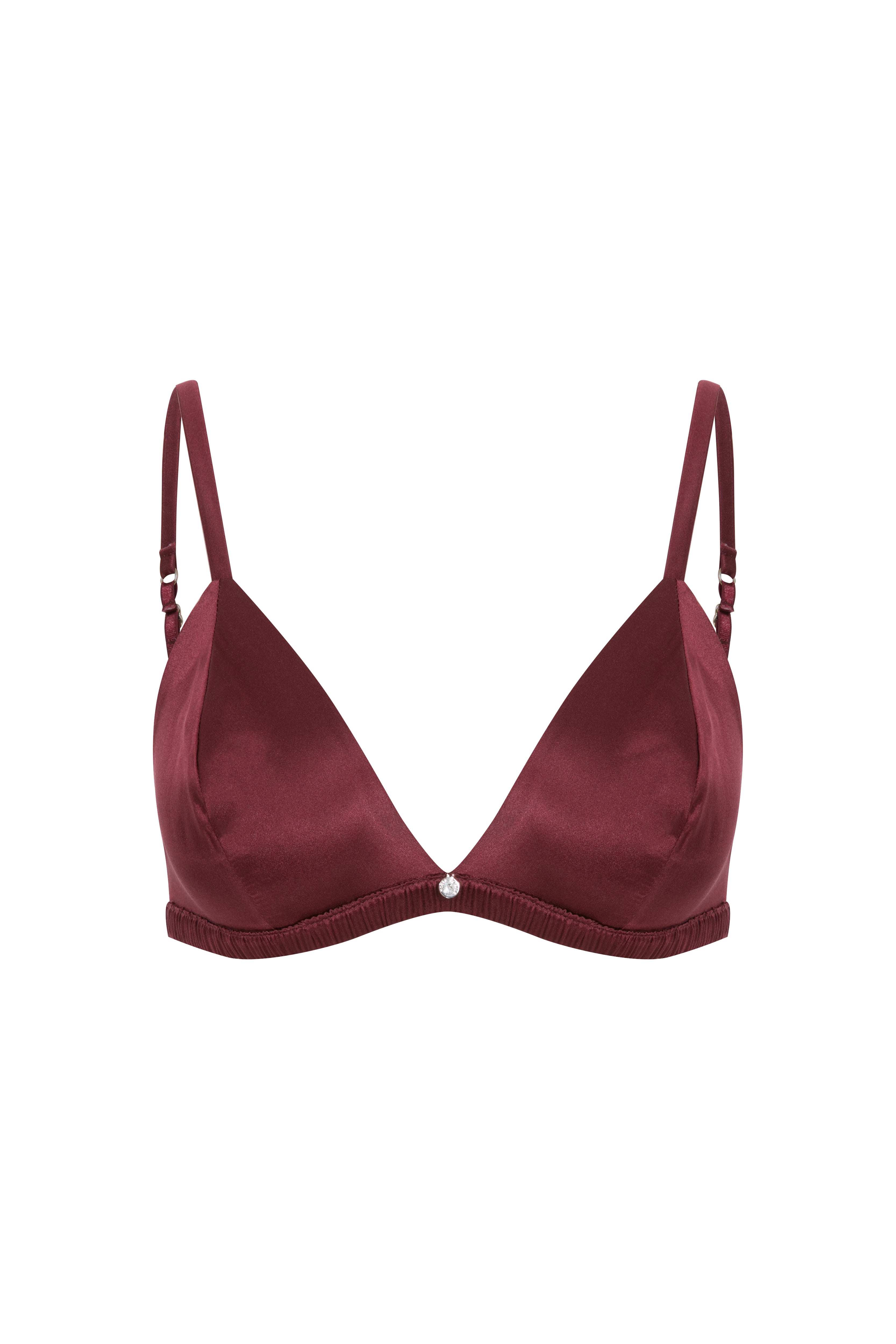 Silk Triangle Bra Burgundy