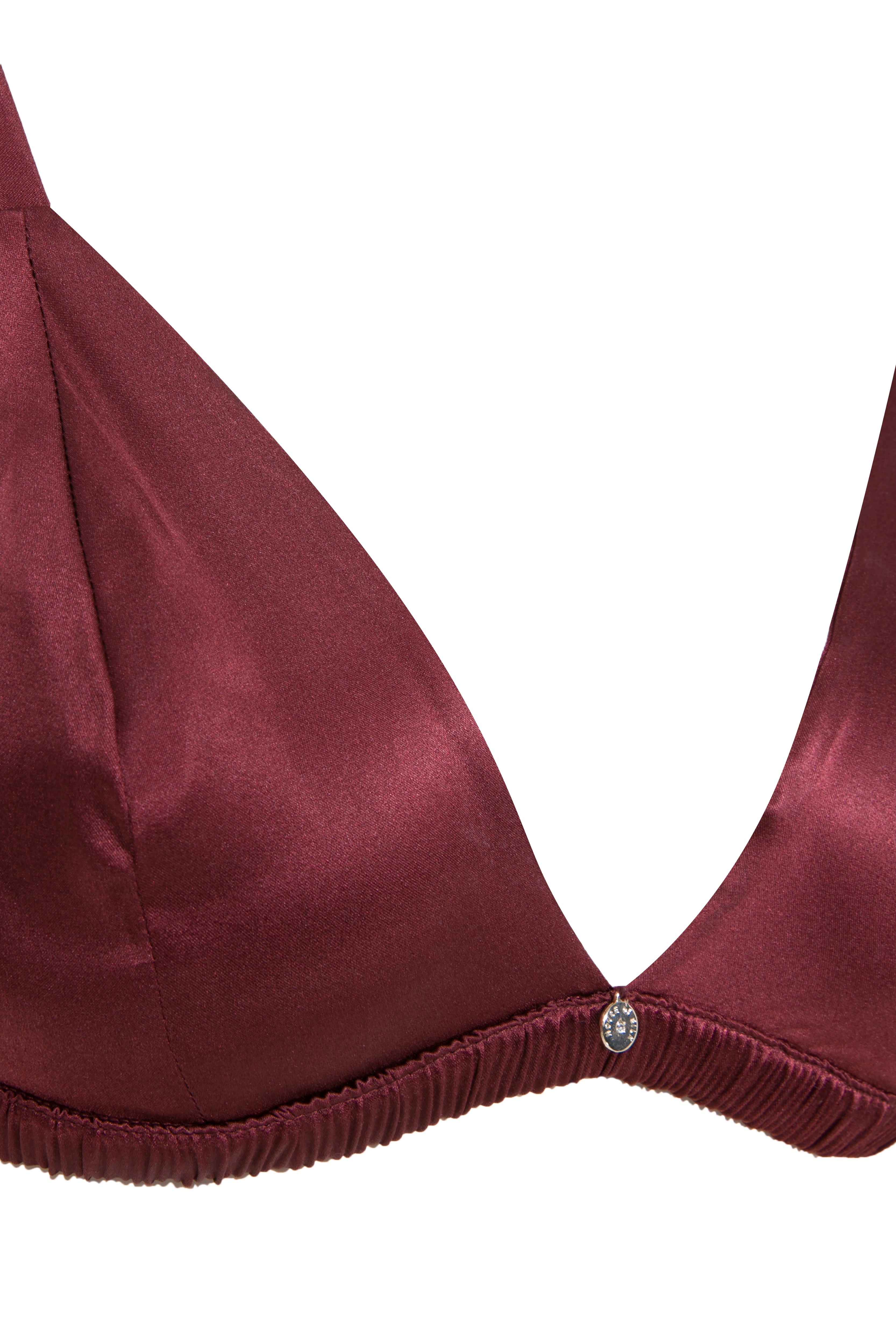Silk Triangle Bra Burgundy