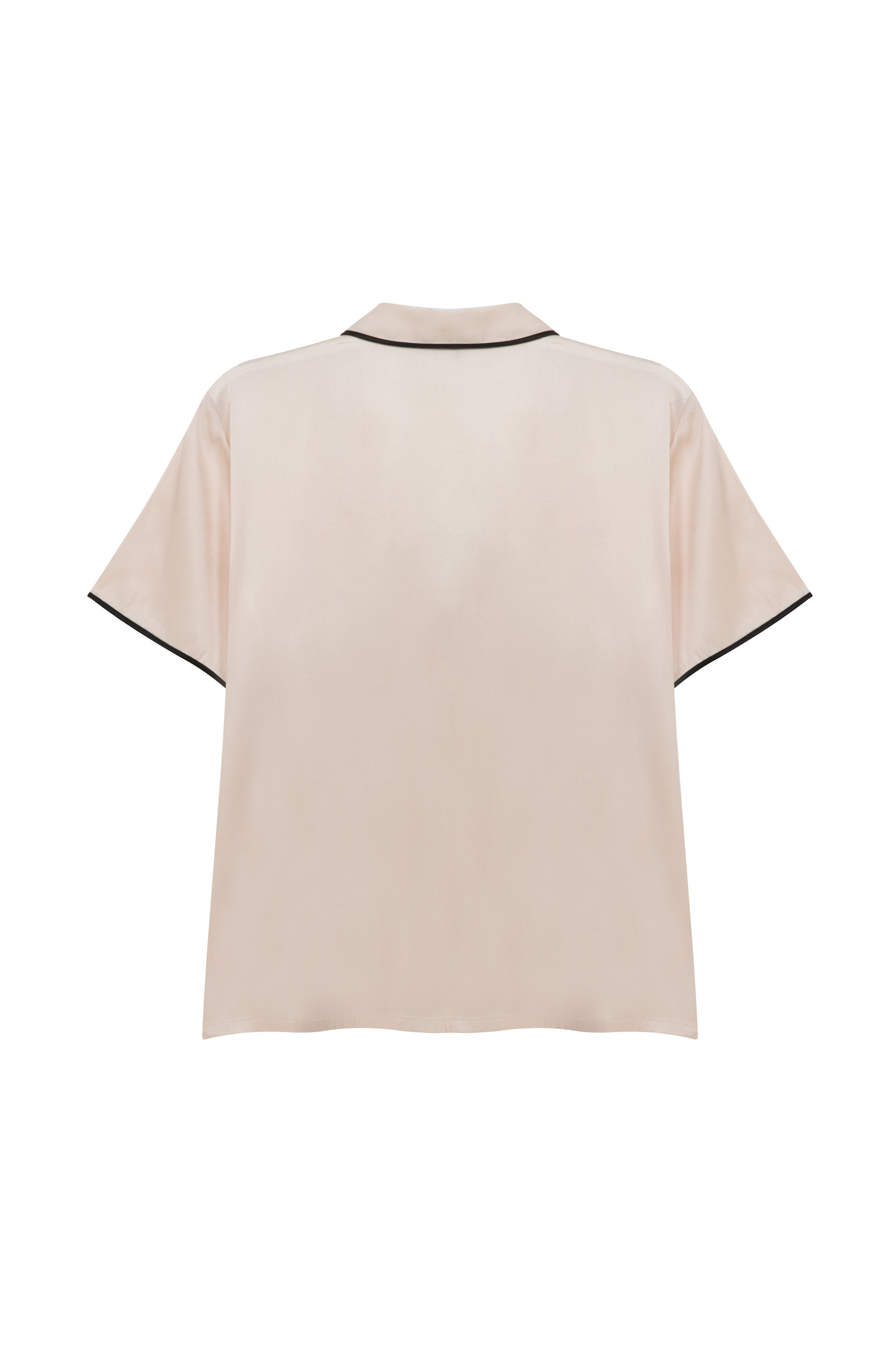 Customizable Silk Piping Shorts Set Champagne