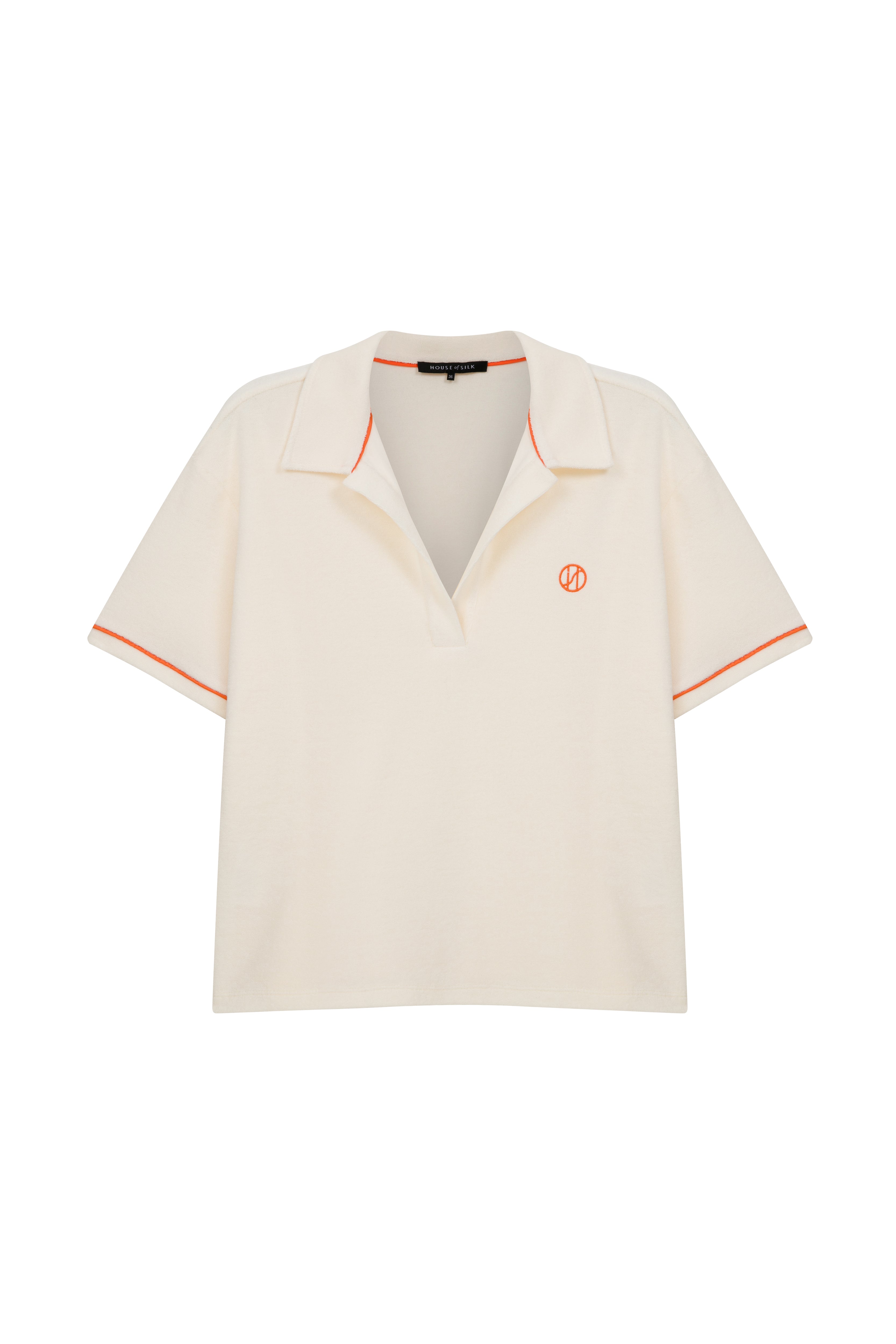 Colette Towel Orange Piping Shorts Set Beige