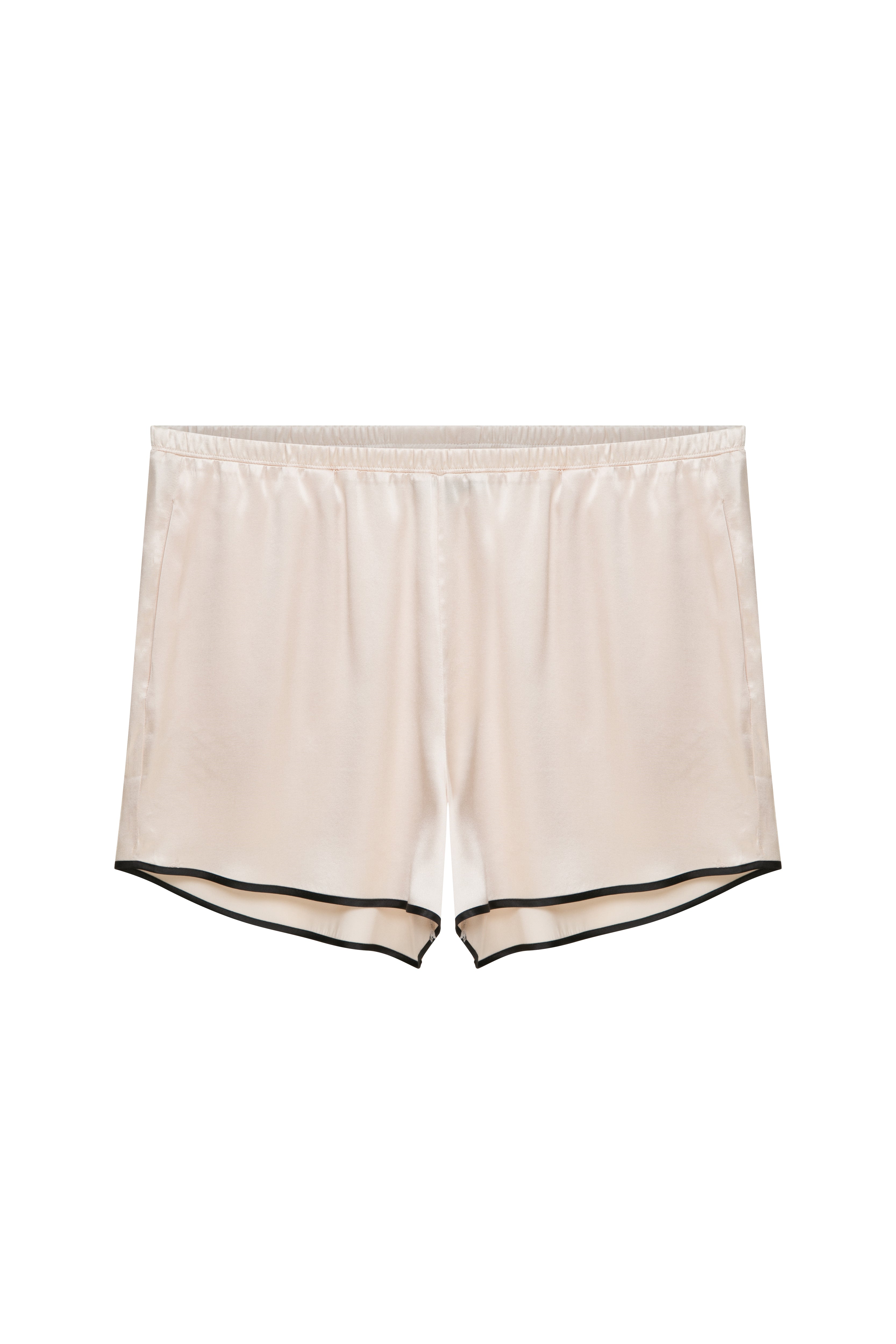 Customizable Silk Piping Shorts Set Champagne