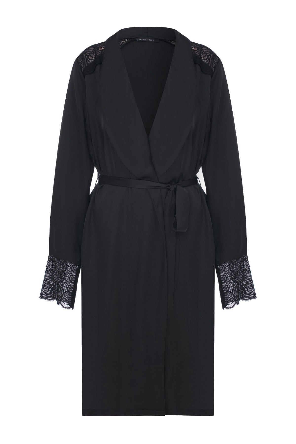 Béatrice Satin Dressing Gown Black - Main Image