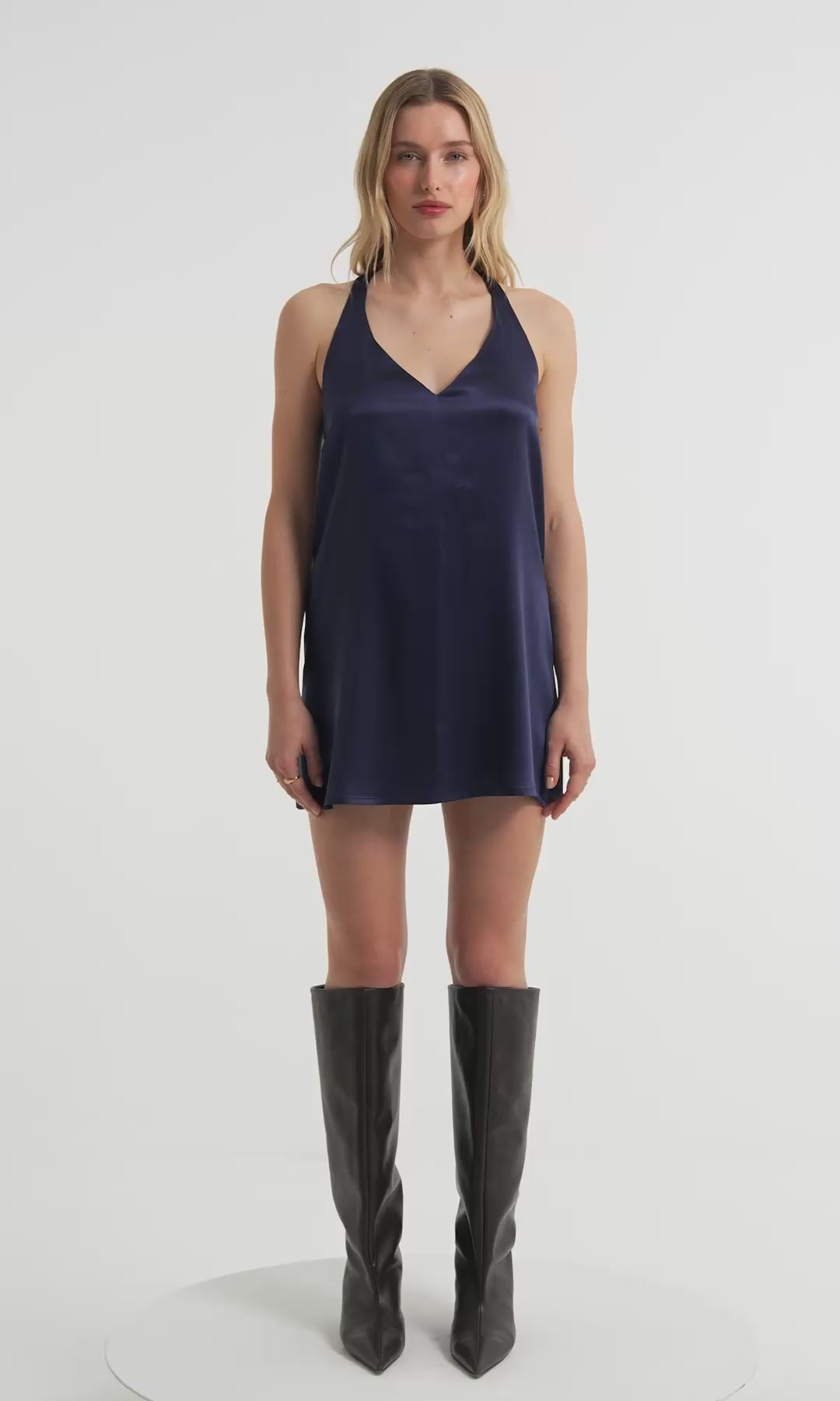 Eden Silk Lace Dress Navy Blue