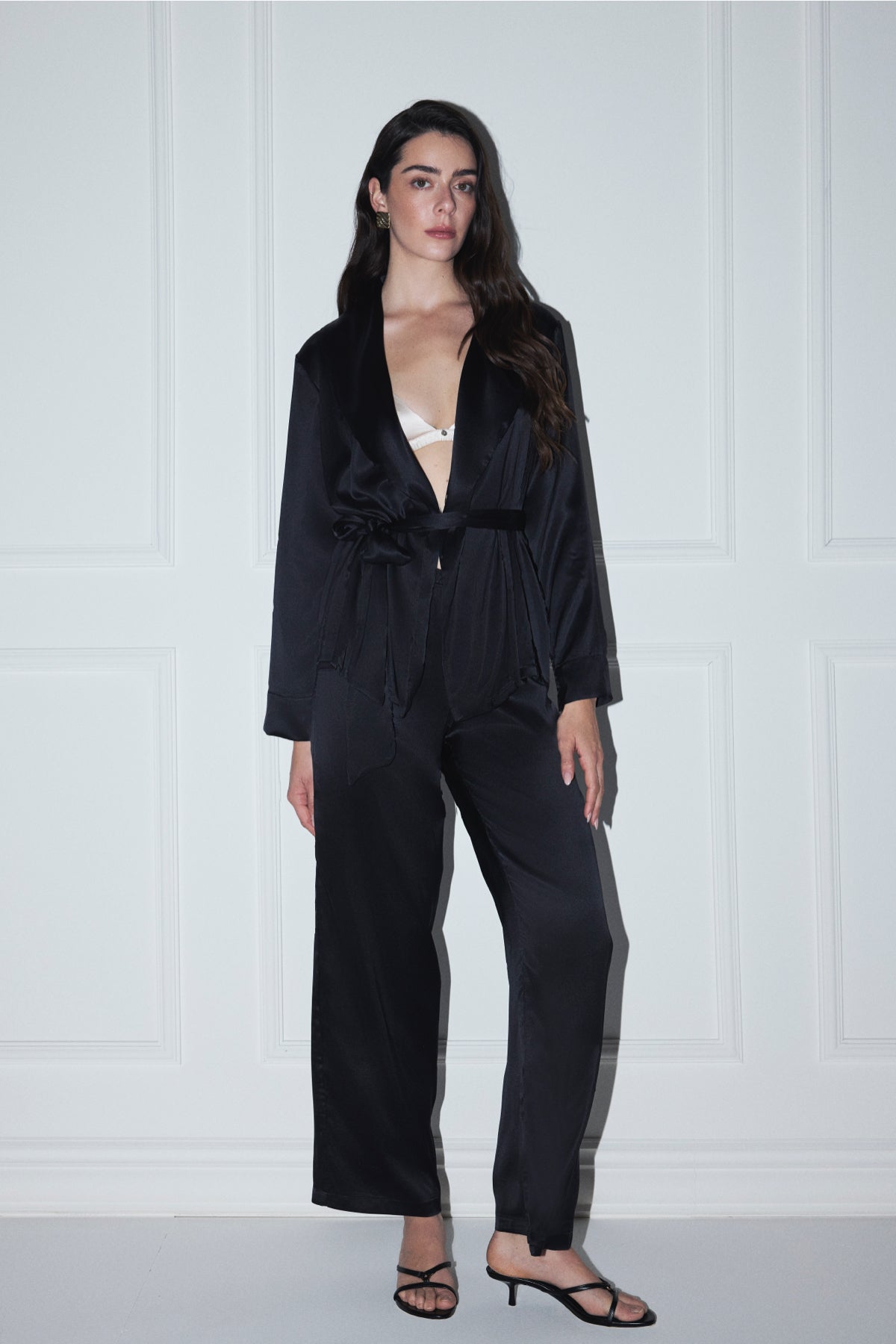 Victoria İpek Lüks Pijama Üstü Siyah