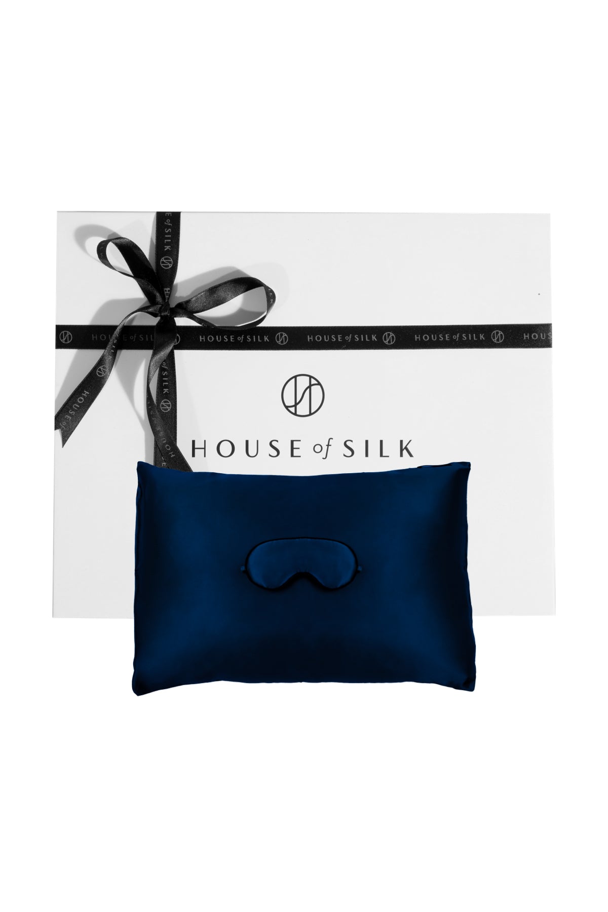 Customizable Silk Pillowcase and Eye Mask Navy Blue