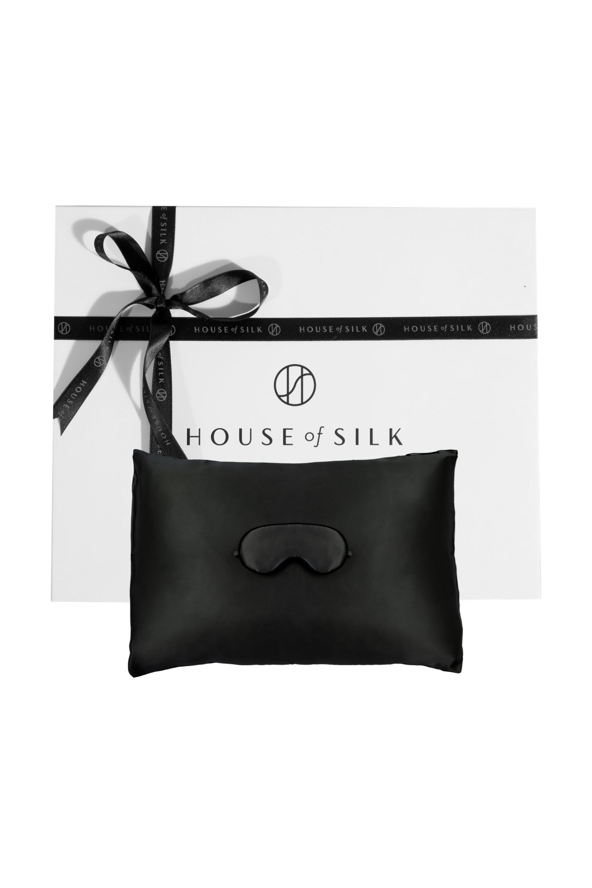 Customizable Silk Pillowcase and Eye Mask Black