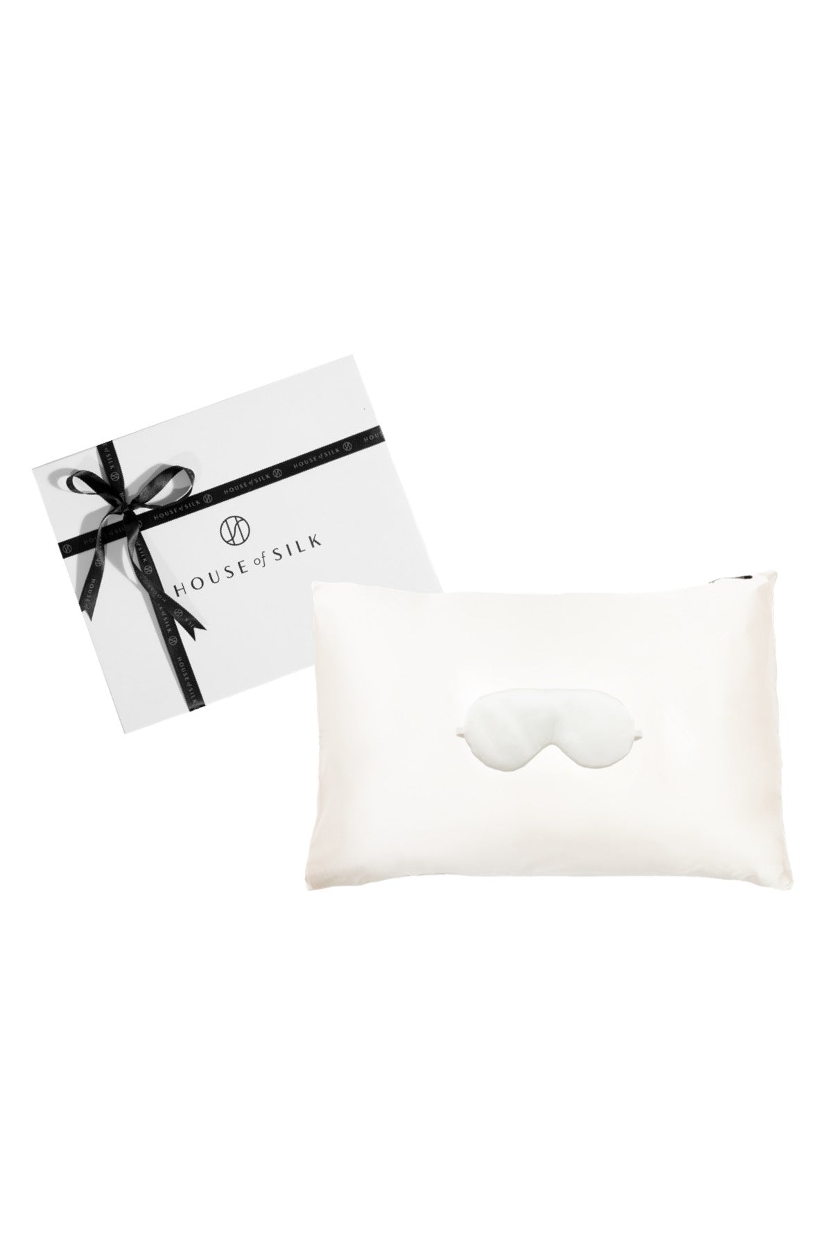 Customizable Silk Pillowcase and Eye Mask Ecru